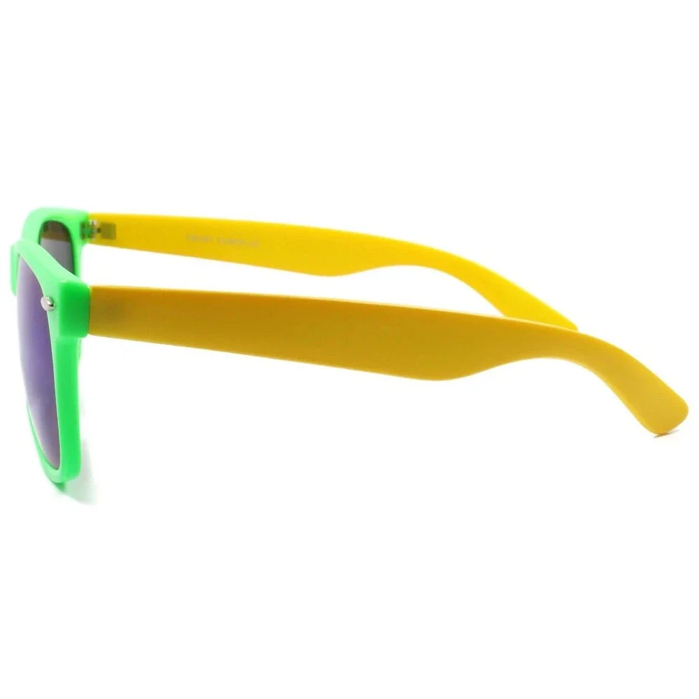 Classic Fun Party Festival Colorful Green Mirrored Lens Horn Rimmed Sunglasses